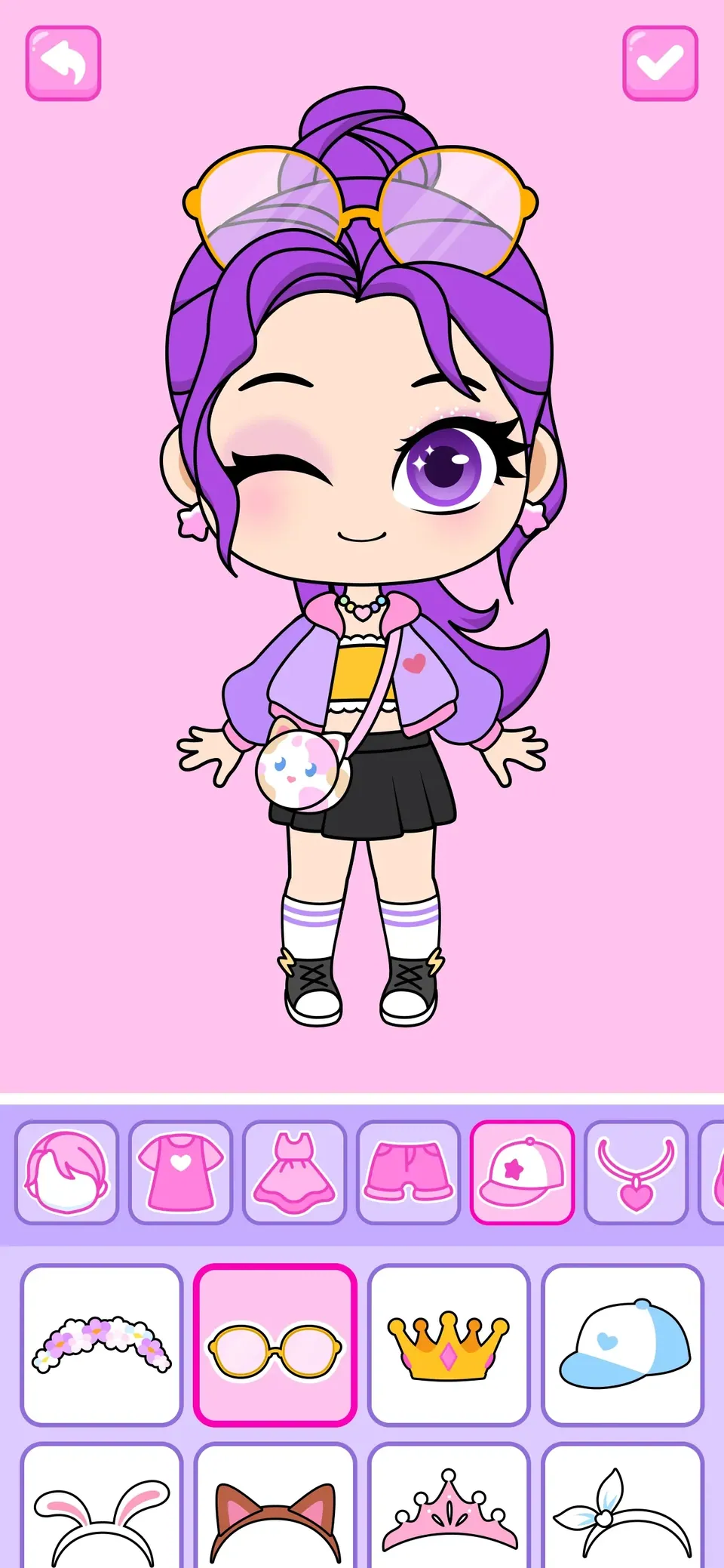 Chibi Dolls - Games for Girls: browse a tabbed wardrobe with hundreds of clothing items and accessories