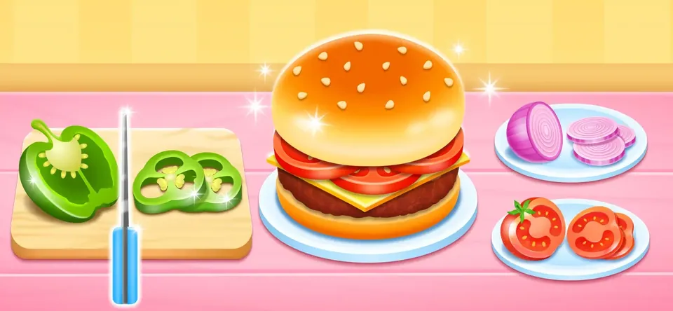 Cooking Burger - Kids Games: take orders from hungry cafe guests