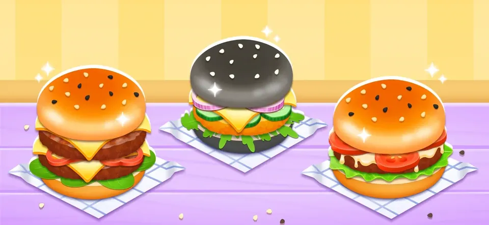 Cooking Burger - Kids Games: grill patties and toast buns on the stove