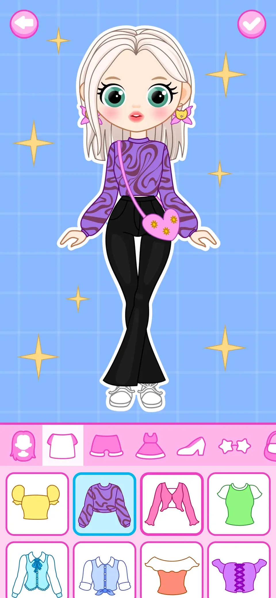 Dress up Games for Little Girl: tap to try items on the character instantly