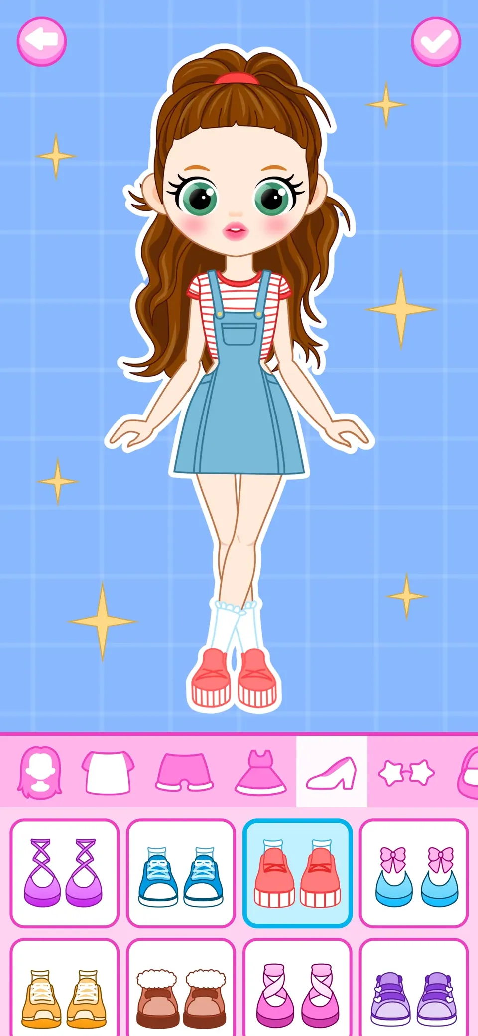Dress up Games for Little Girl: finish the outfit with shoes, bags and jewelry