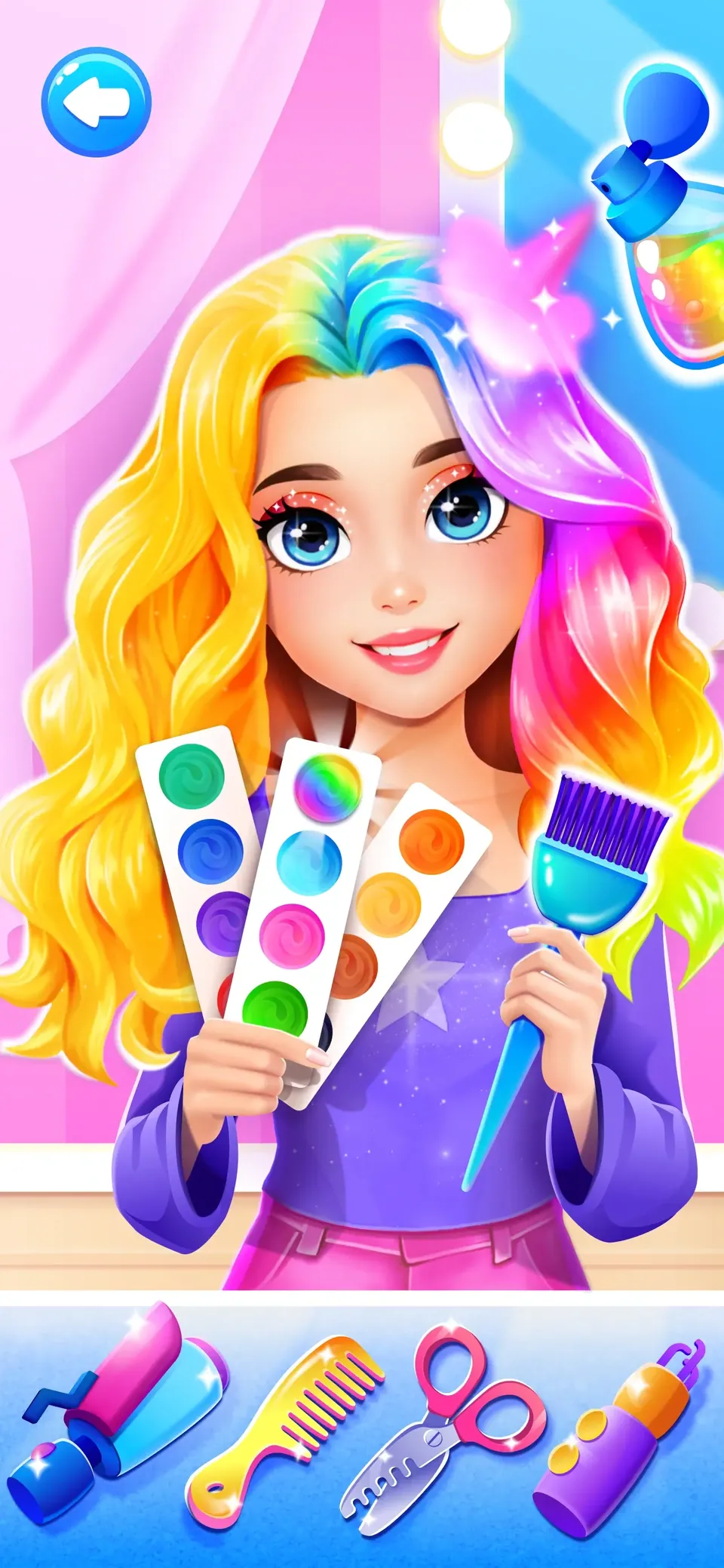 Hair Salon Games for Kids 2-5: style with clips, bows and accessories