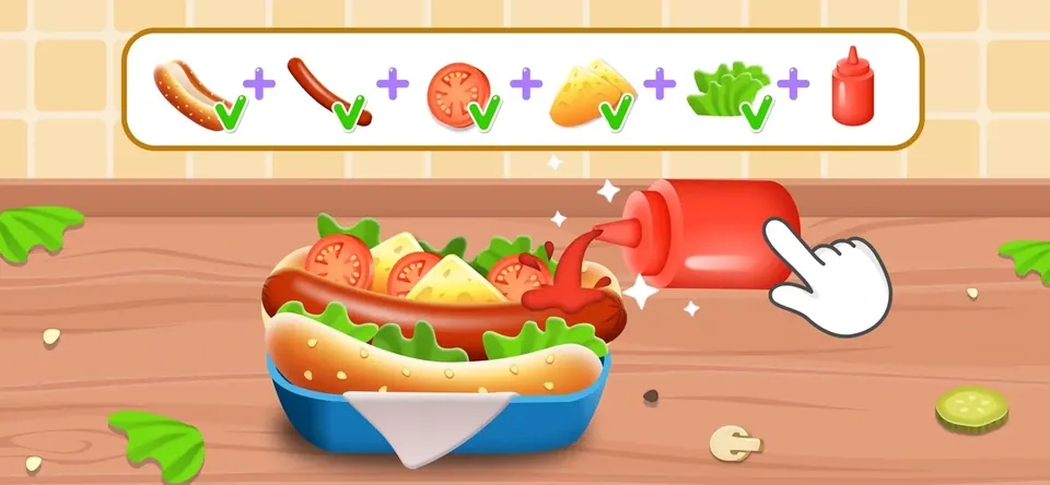 Hot Dog - Cooking Kids Games: build your own wild hot dog in free mode