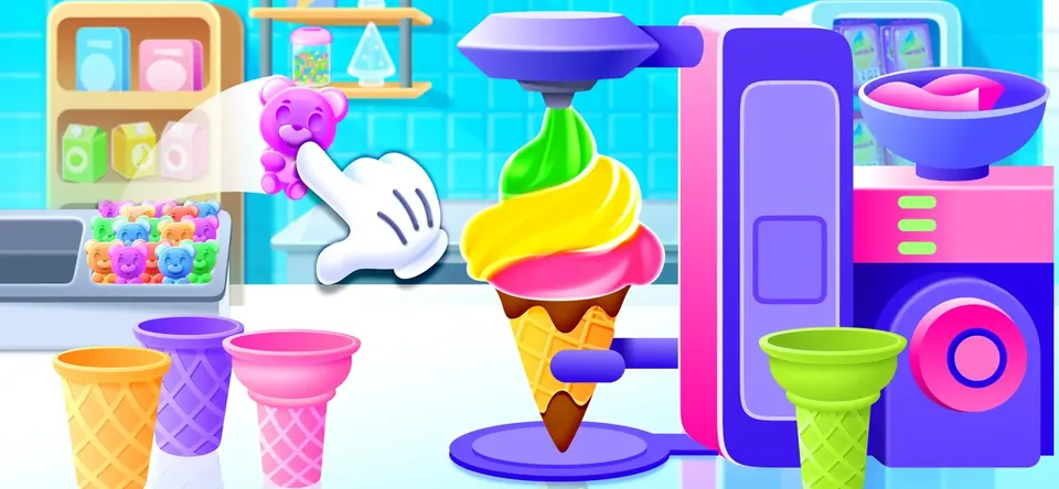 Ice Cream - Cooking for Kids: swirl soft-serve ice cream into cones and cups