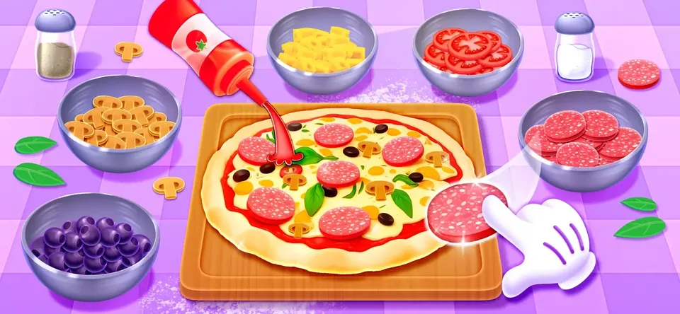 Kids cooking games 2+ year old: cook step-by-step recipes: pizza, burgers, cakes and other dishes