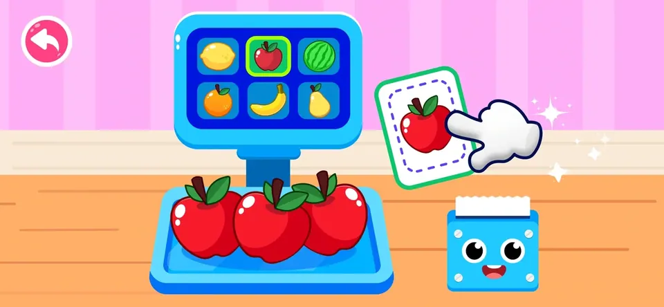 Mall Simulator Games for Kids: use playful versions of scales and a microwave