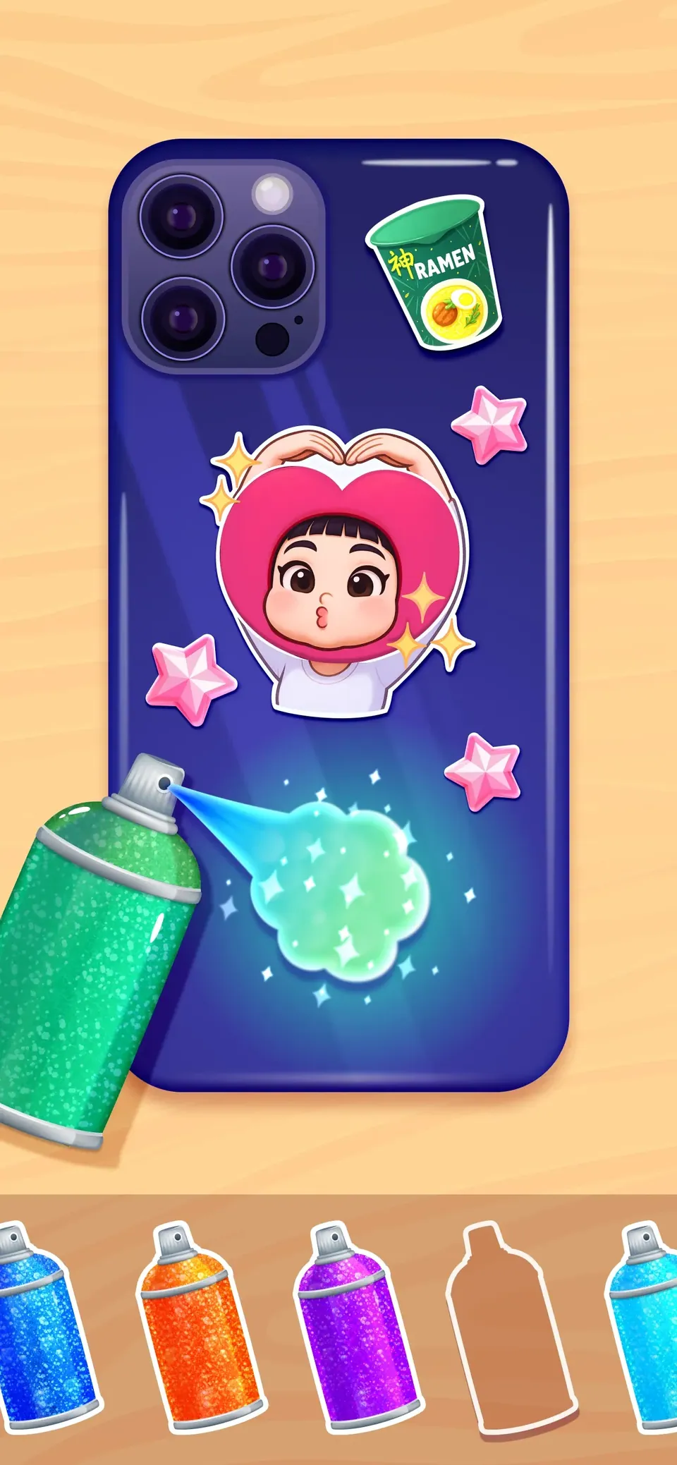 Phone Case Maker — DIY Games: add stickers: characters, sparkles, lightning bolts and more
