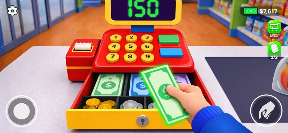 Shopping & Supermarket Games: operate the cash register and handle toy money